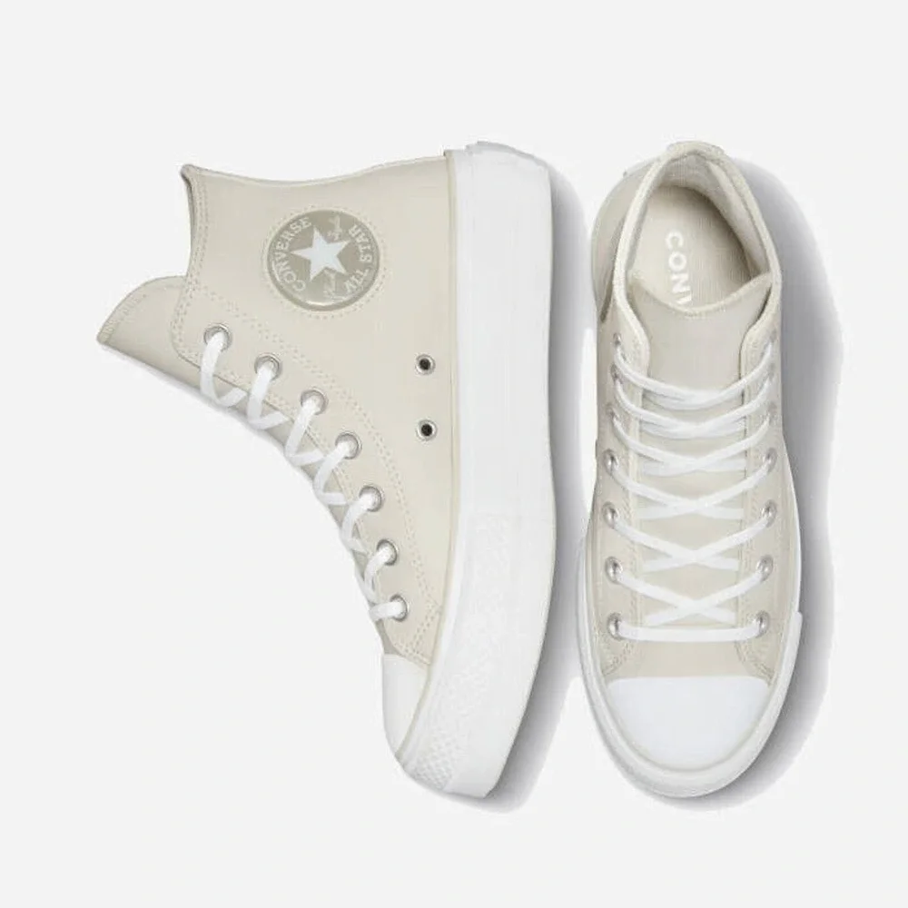 Converse‎ All Star Lift Hi Top Platform Leather Bone Grey White Women's Size 9.5